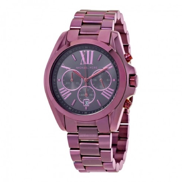 Michael Kors Bradshaw Plum Chronograph Watch - Picture 1 of 9